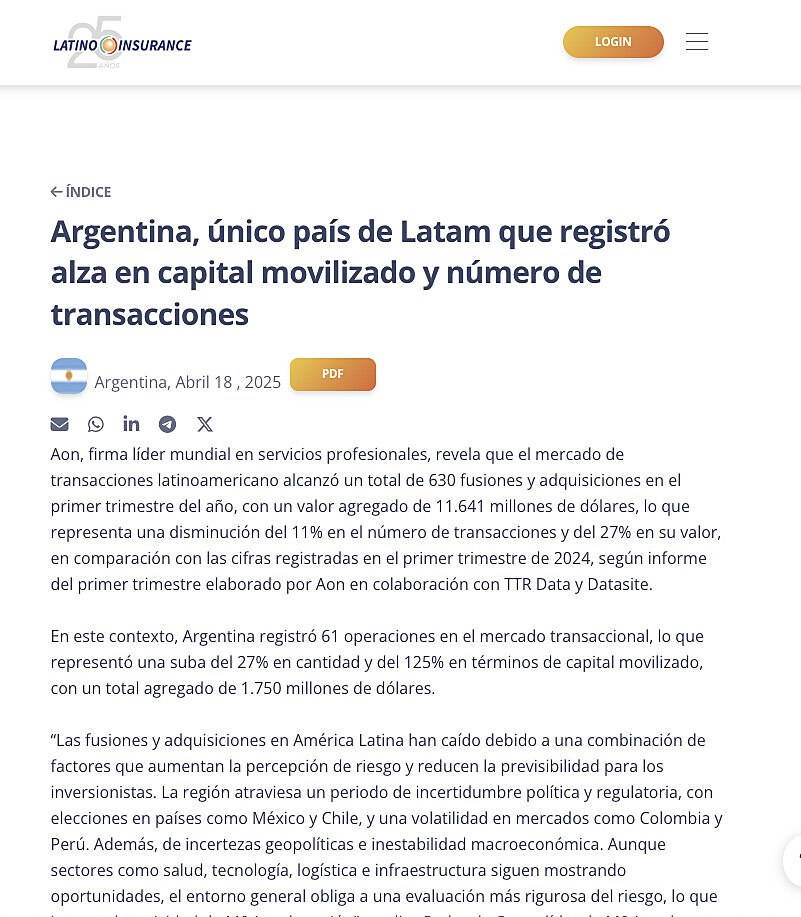 Argentina, �nico pa�s de Latam que registr� alza en capital movilizado y n�mero de transacciones